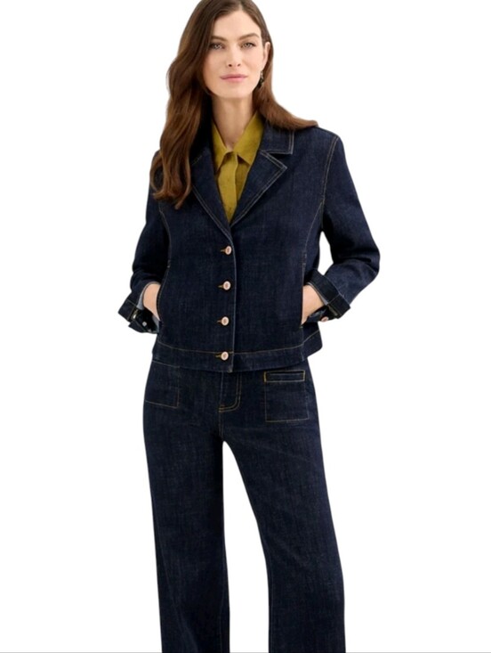 CAbi Jackets & Blazers - Cabi Johnny Jacket Notch Collar Dark Denim Jeanc Jacket | Size M | Indigo #4681